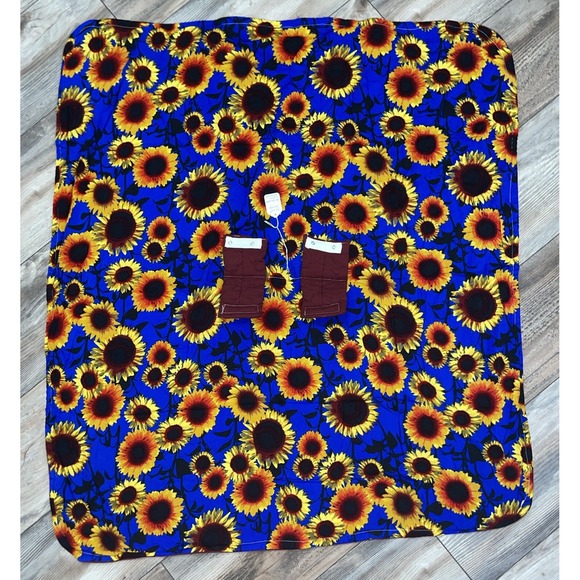 **Handmade Baby Infant Car Seat Canopy-Cover Floral Blue Sunflower - Picture 1 of 6